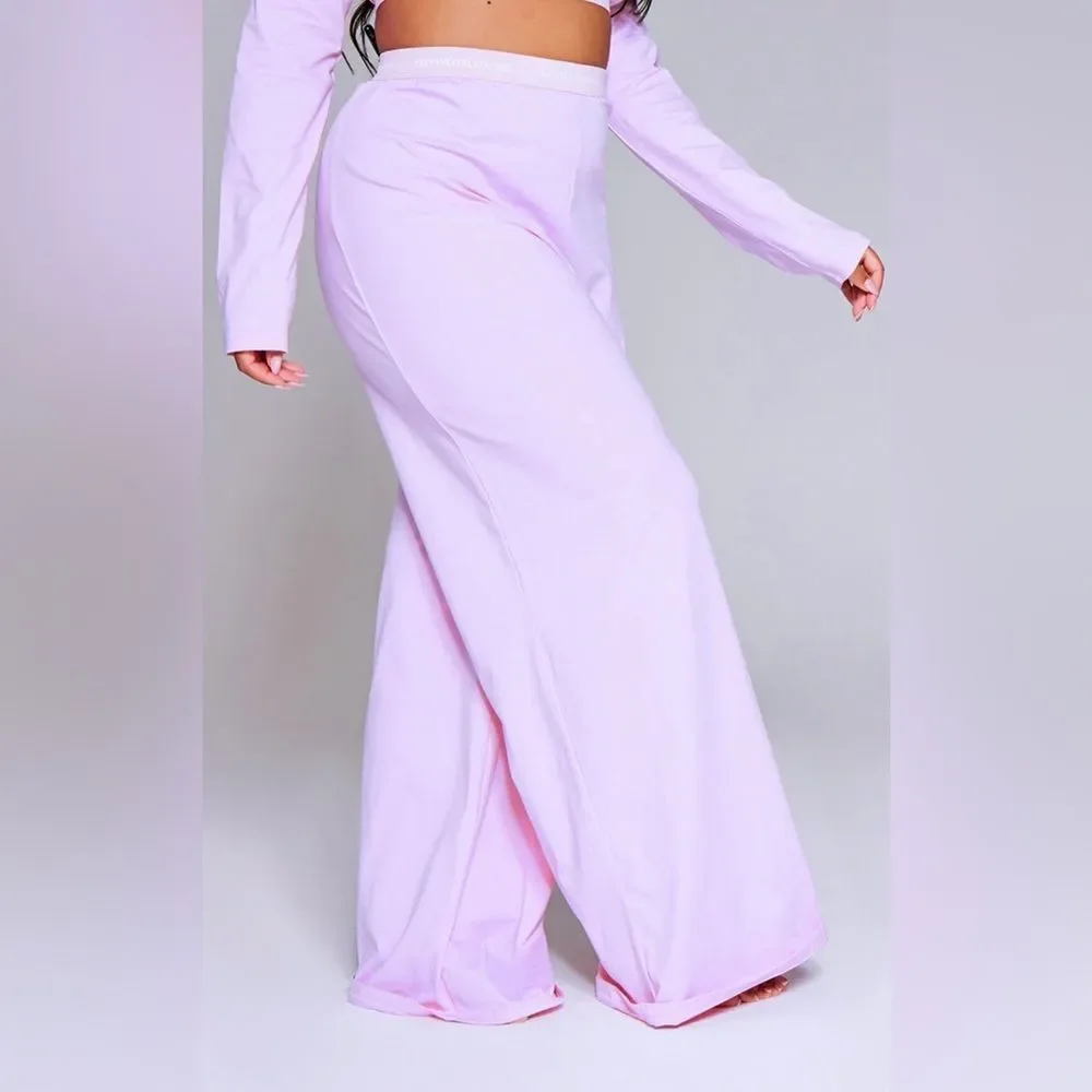 Prettylittlething Baby Pink Tape Detail PJ Trousers size 26 New With Tags in PKG